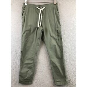 Vuori Men's Cargo Pants Khaki Green Drawstring Waist Pocket Zip Size Small